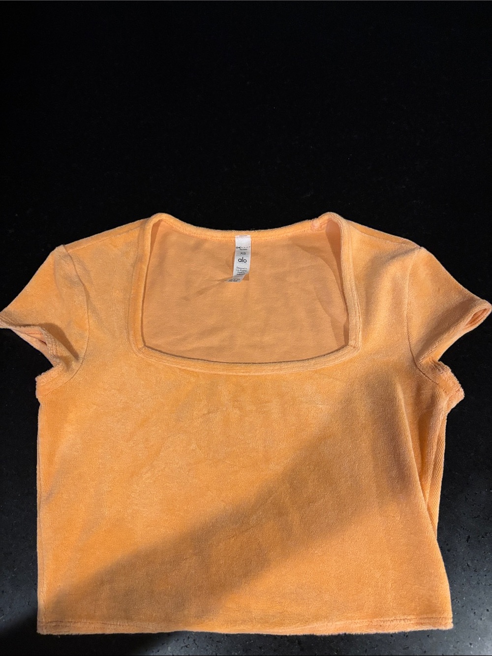 ALO Yoga terry Peach Square Neck Plush Crop Top